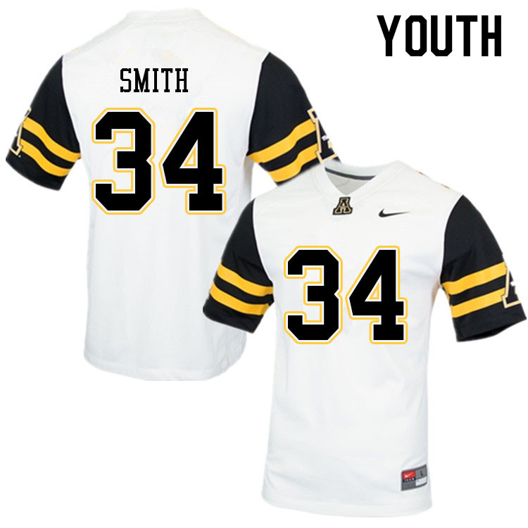 Youth #34 Jahmir Smith Appalachian State Mountaineers College Football Jerseys Sale-White